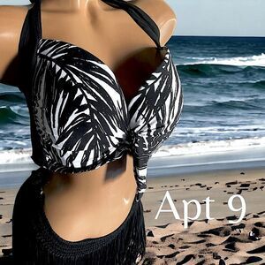 APT 9 l Plus l Black/White Print l Bikini, Bathing suit top l Padded l 3X l EUC